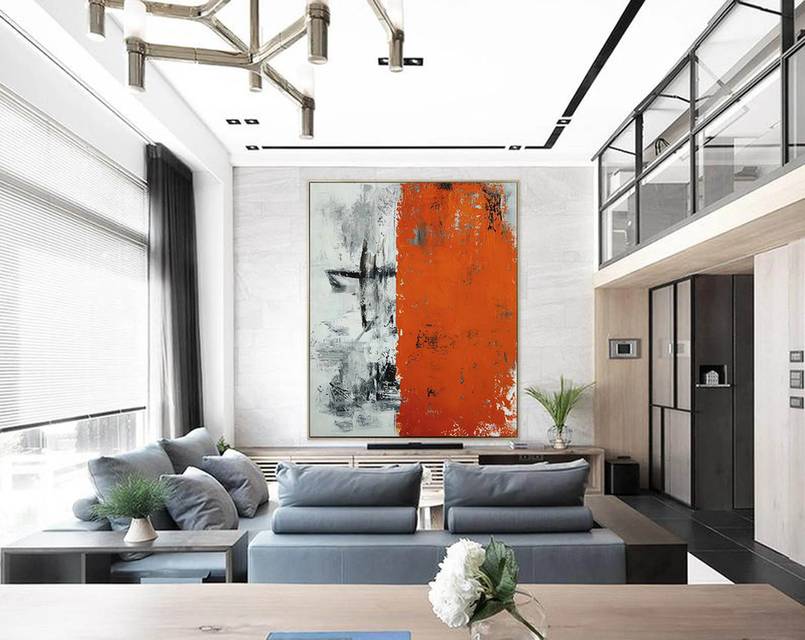 Red Original Black Canvas Grey Abstract Canvas Artwork 1JJHB